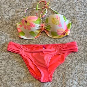 Victoria's Secret Floral Bikini Set - Pink and Green